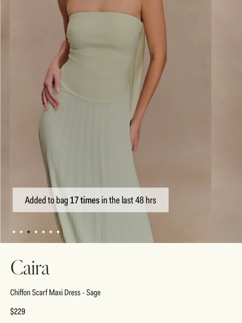 Meshki Strapless Pleated Maxi Dress in Sage - Picture 2 of 5
